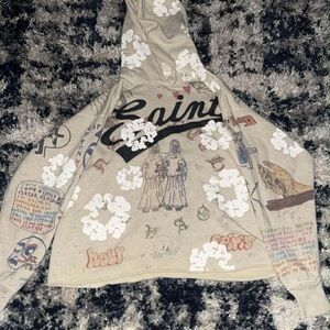 Graphic Beige Hoodie Jacket with All-Over Print